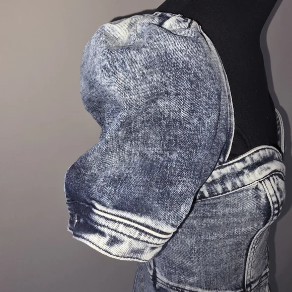 Retrofête Janie Washed Denim Mini Dress Women’s Small - Picture 6 of 10